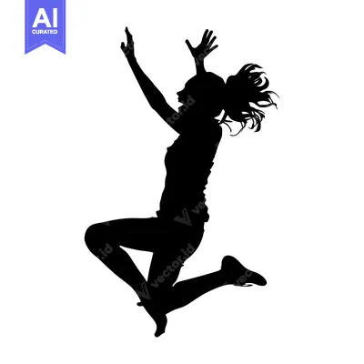 Popular premium asset: Silhouette of a Woman Jumping with Arms Raised