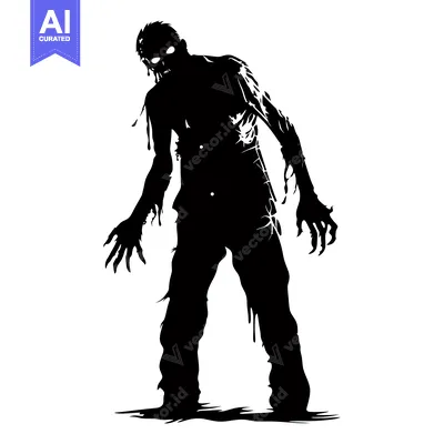 Aset premium populer: Silhouette of a Zombie with Sharp Claws and Glowing Eyes