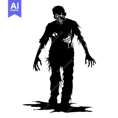Silhouette of a Decaying Zombie with Exposed Ribs