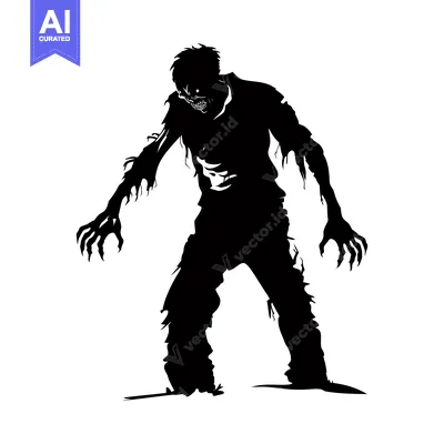 A Silhouette of a Decayed Zombie with Claws