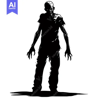 A Silhouette of a Zombie with Clawed Hands and a Ferocious Expression