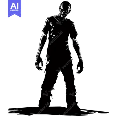 Popular premium asset: Black and White Silhouette of a Walking Zombie