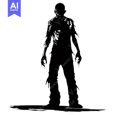 Popular premium asset: Silhouette of a Decaying Zombie with a Ferocious Expression