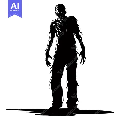 Aset desain premium: Silhouette of a zombie with a menacing expression