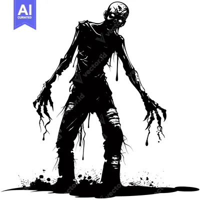 Silhouette of a Decaying Zombie with Clawed Hands and Blood Dripping