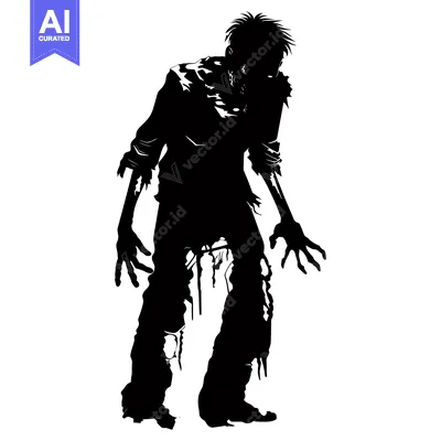 Aset premium populer: Black and White Silhouette of a Slouching Zombie