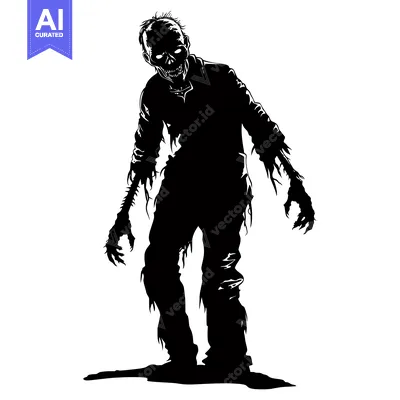 Silhouette of a Walking Zombie with Claws