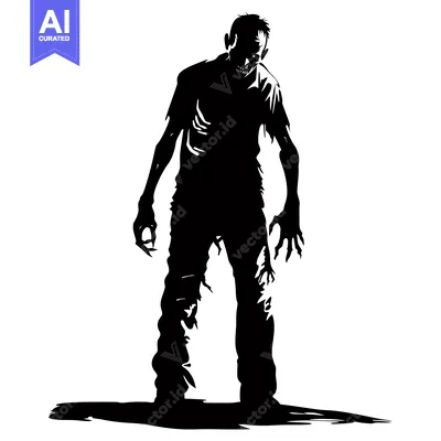 Aset premium populer: Silhouette of a Zombie with Claws and Ripped Clothes