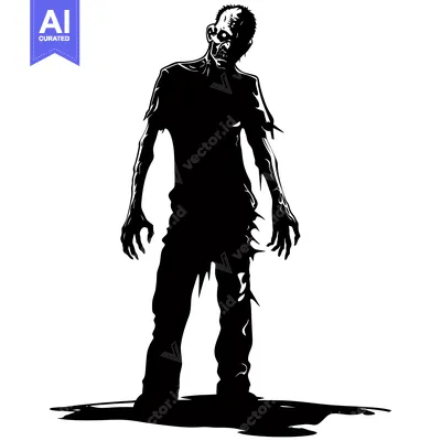 Popular premium asset: Black and White Silhouette of a Zombie with Claws