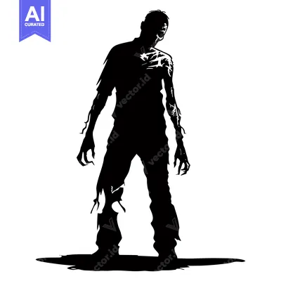 Silhouette of a zombie with clawed hands