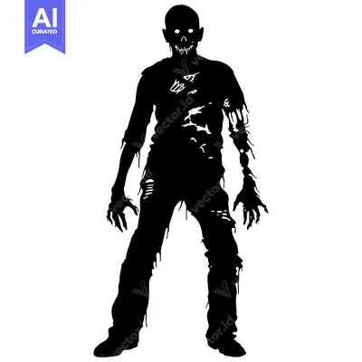Aset premium populer: Silhouette of a Decaying Zombie with Visible Teeth and Glowing Eyes