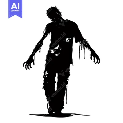 Silhouette of a Decaying Zombie with Dripping Flesh