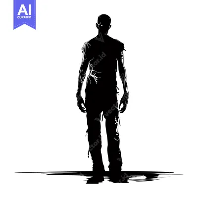 Premium design asset: Silhouette of a Decaying Zombie with Visible Veins