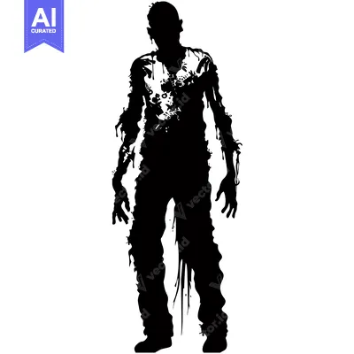 Silhouette of a Decaying Zombie with Dripping Blood