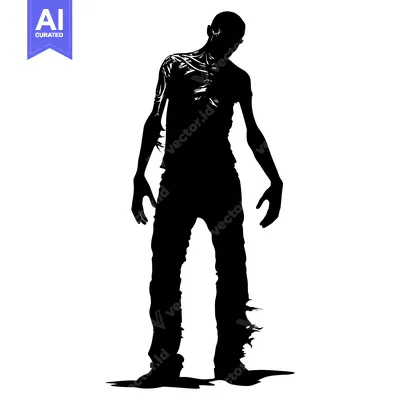 Silhouette of a zombie with torn clothes