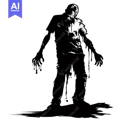 Silhouette of a Decaying Zombie With Dripping Blood