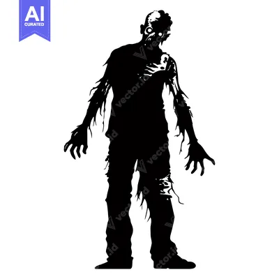 Premium design asset: A Silhouette of a Decaying Zombie with Exposed Bones