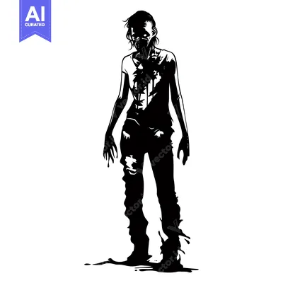 Aset desain premium: Silhouette of a Decaying Zombie Woman