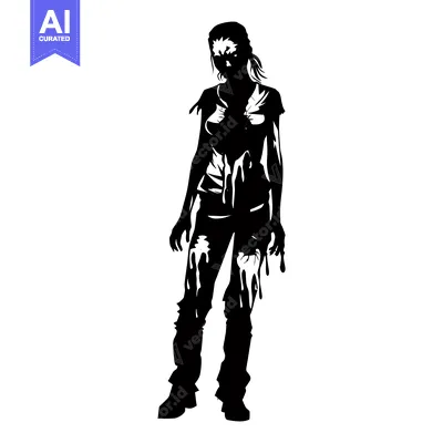 Aset desain premium: Silhouette of a Bloody Female Zombie
