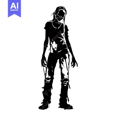 Black and White Silhouette of a Female Zombie