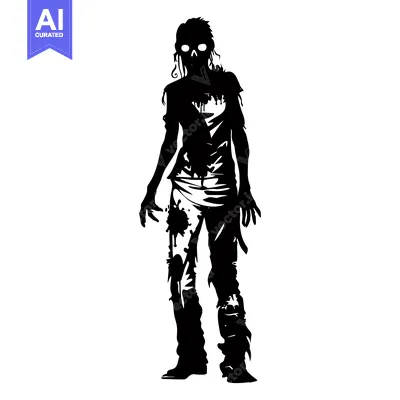 Silhouette of a Female Zombie with White Eyes