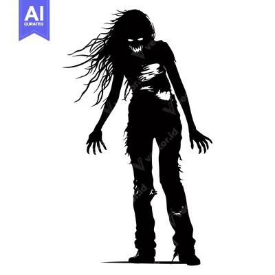 Silhouette of a female monster with sharp claws