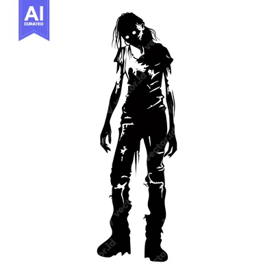Aset premium populer: Black and White Silhouette of a Zombie with White Eyes