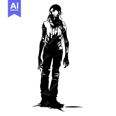 A Silhouette of a Walking Zombie with Claws