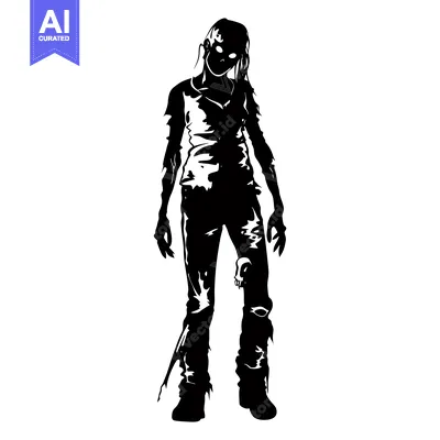 Aset premium populer: Silhouette of a Zombie Woman with Glowing Eyes