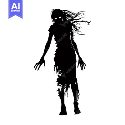 Silhouette of a Glowing-Eyed Female Ghost