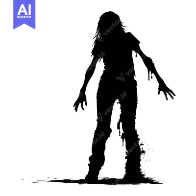 Silhouette of a Female Zombie with Dripping Blood