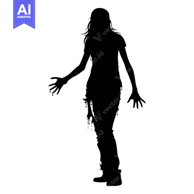 Premium design asset: Silhouette of a Bloody Female Zombie Walking