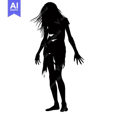 Silhouette of a Female Zombie with Ripped Clothing