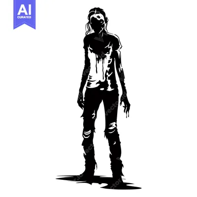 Silhouette of a Female Zombie Walking