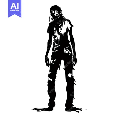 Aset premium populer: Silhouette of a Decaying Zombie with Ripped Clothing