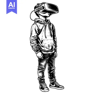 Popular premium asset: A Boy Wearing Virtual Reality Glasses and a Hoodie