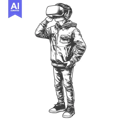 Popular premium asset: Hand-drawn Illustration of a Young Person Wearing VR Headset