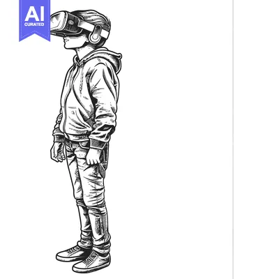 A Person Wearing a Virtual Reality Headset and Casual Clothing