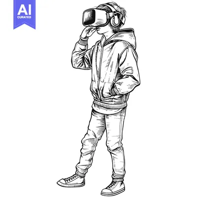 Popular premium asset: A Sketch of a Young Man Wearing a VR Headset