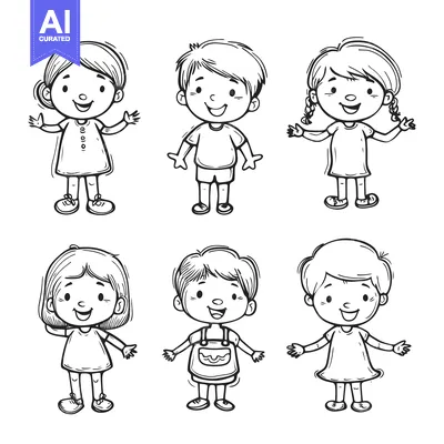 Popular premium asset: Six Cartoon Children With Happy Expressions