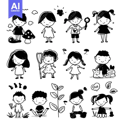 Popular premium asset: Nine Cute Hand-Drawn Children with Various Activities and Accessories
