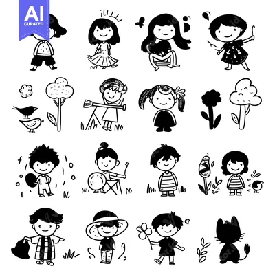 Popular premium asset: Children and animals in a playful doodle style