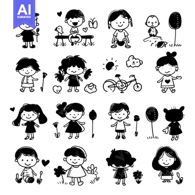 Popular premium asset: Doodle Illustration of Children with Various Activities in a Playful S