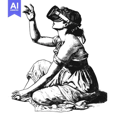 Aset premium populer: A Woman Wearing a Virtual Reality Headset Reaching Out