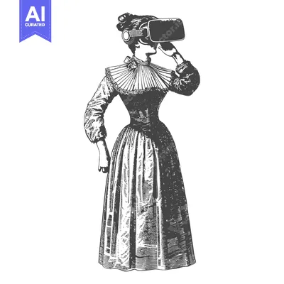 Aset premium populer: A Victorian Woman Experiencing Virtual Reality
