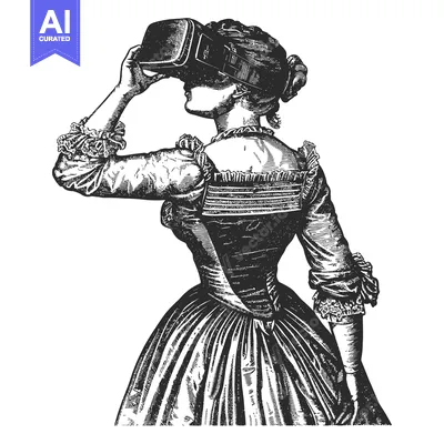 Premium design asset: A Woman in a Dress Wearing Virtual Reality Headset
