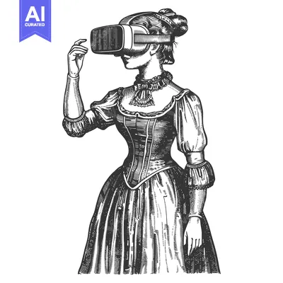 Premium design asset: Victorian Woman Experiencing Virtual Reality