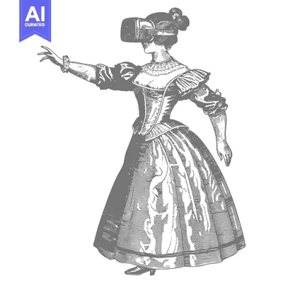 Premium design asset: A Woman Wearing a Virtual Reality Headset and a 19th-Century Dress