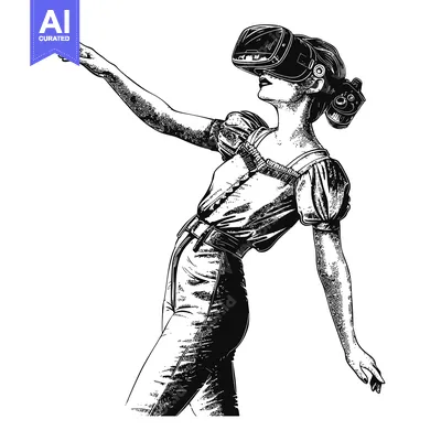 Aset premium populer: Woman in Virtual Reality Headset Reaching Out