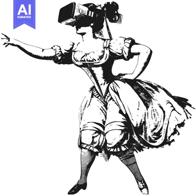 Premium design asset: A Woman in a Dress Wearing Virtual Reality Glasses